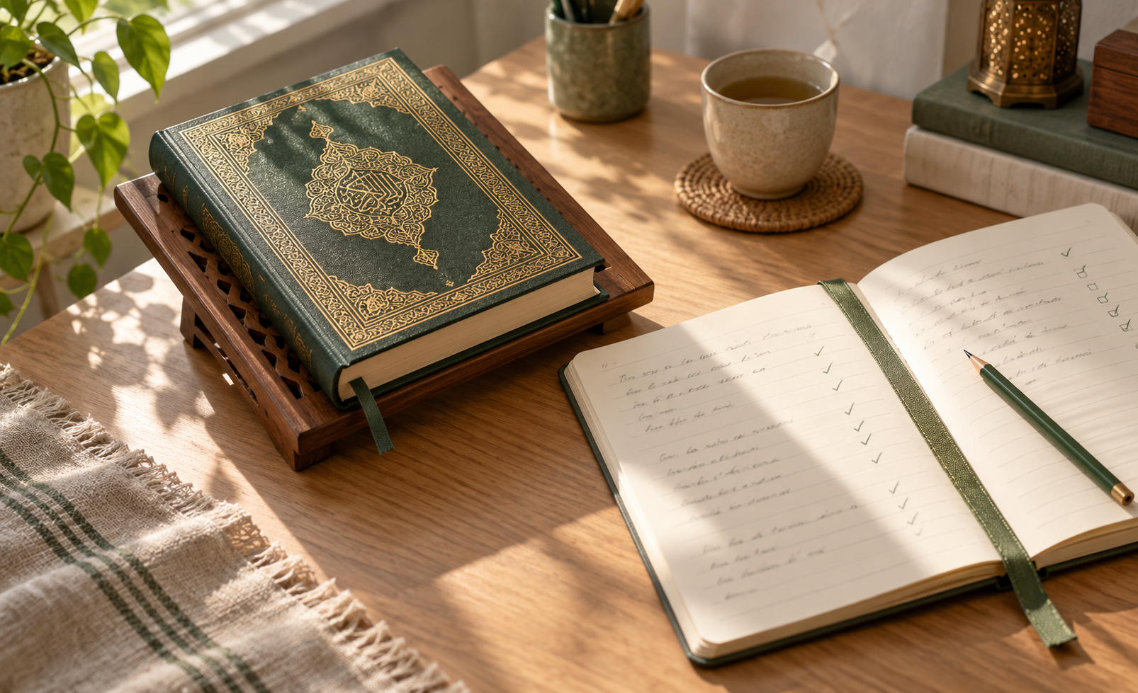 Quran and study notebook prepared for daily surah revision (1)